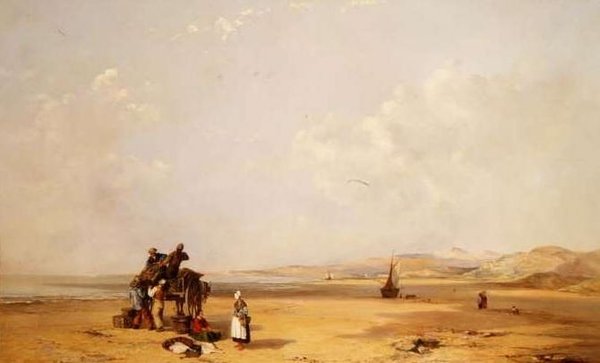 Rybáři vykládají své úlovky na pláži v Cardigan Bay od Charles Branwhite