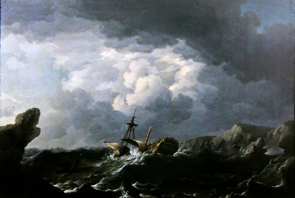 Vrak lodi HMS Lichfield u pobřeží Maroka, 29. listopadu 1758 (olej na plátně) od Charles Brooking