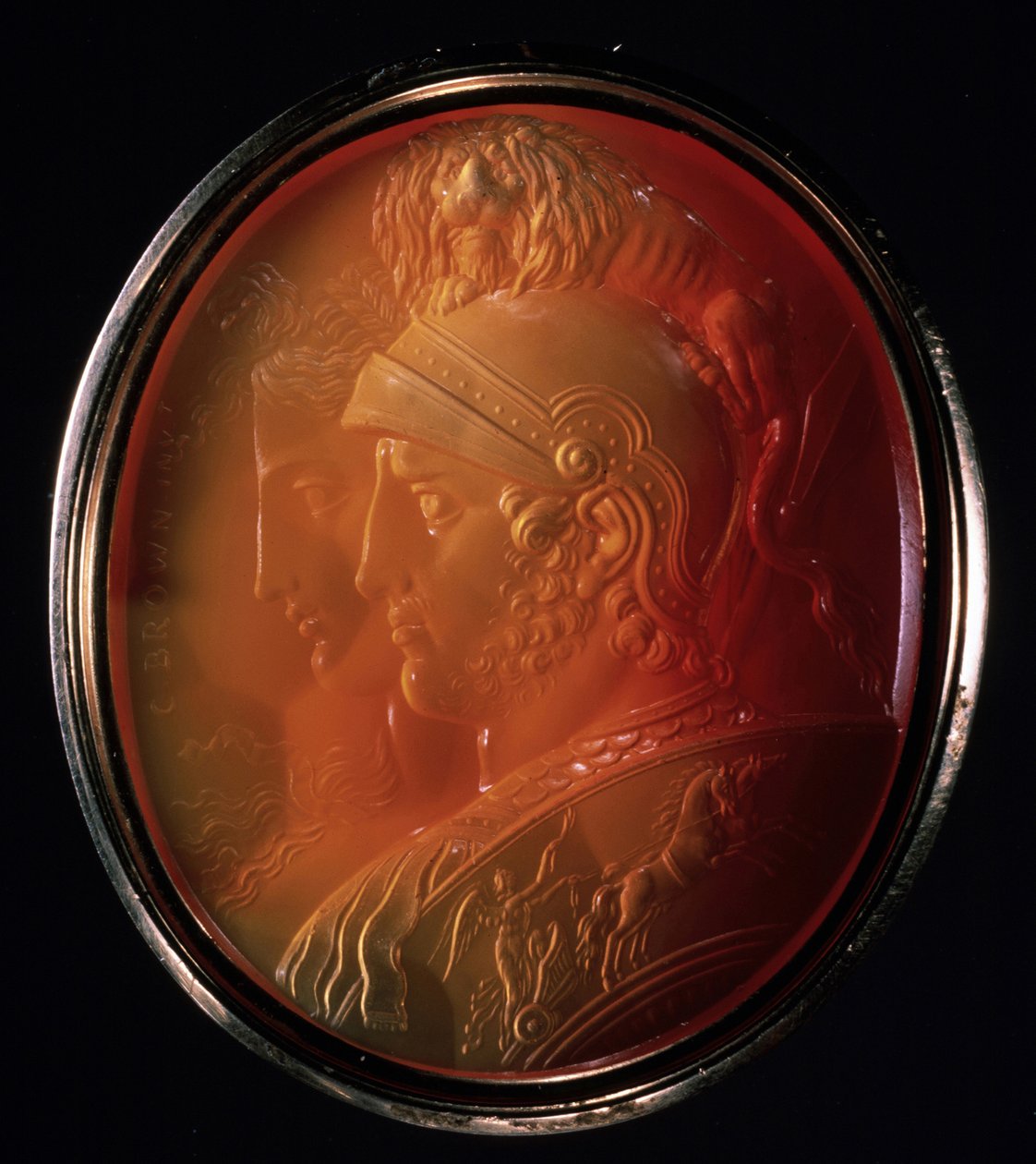 Cameo s Marsem a Bellonou, cca 1784 od Charles Brown