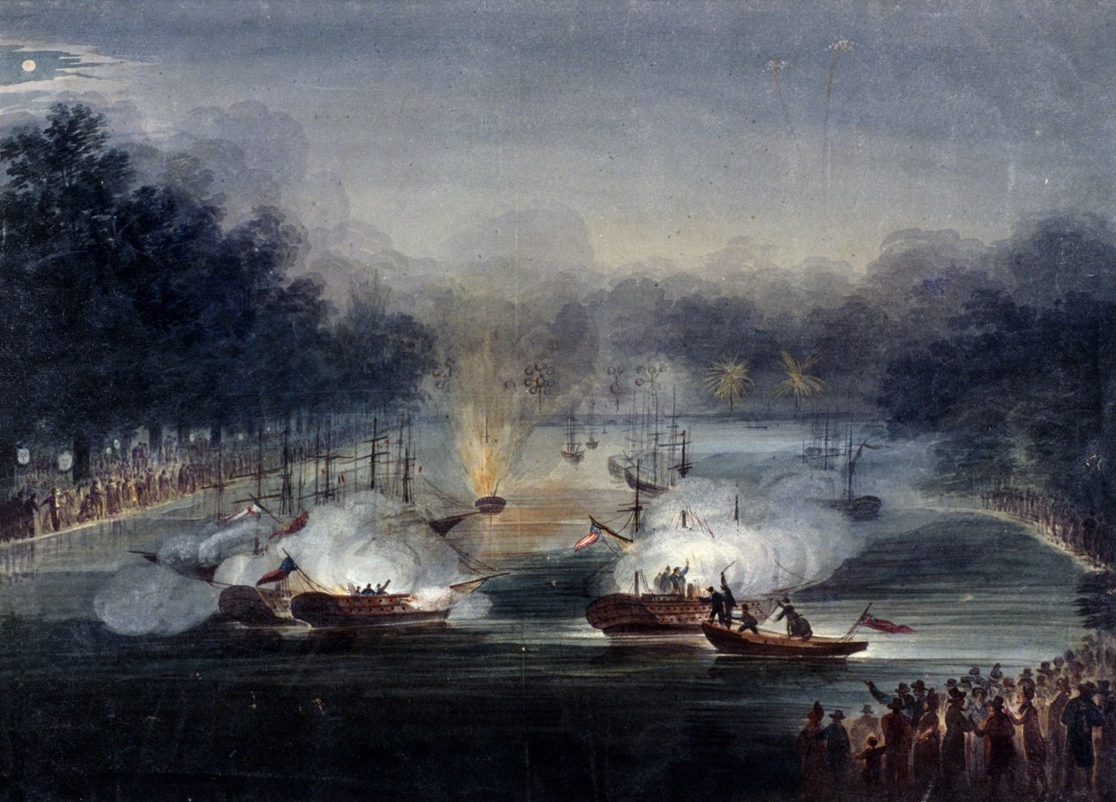 Pohled na falešný boj na Serpentine, Hyde Park, Londýn, 1814 od Charles Calvert