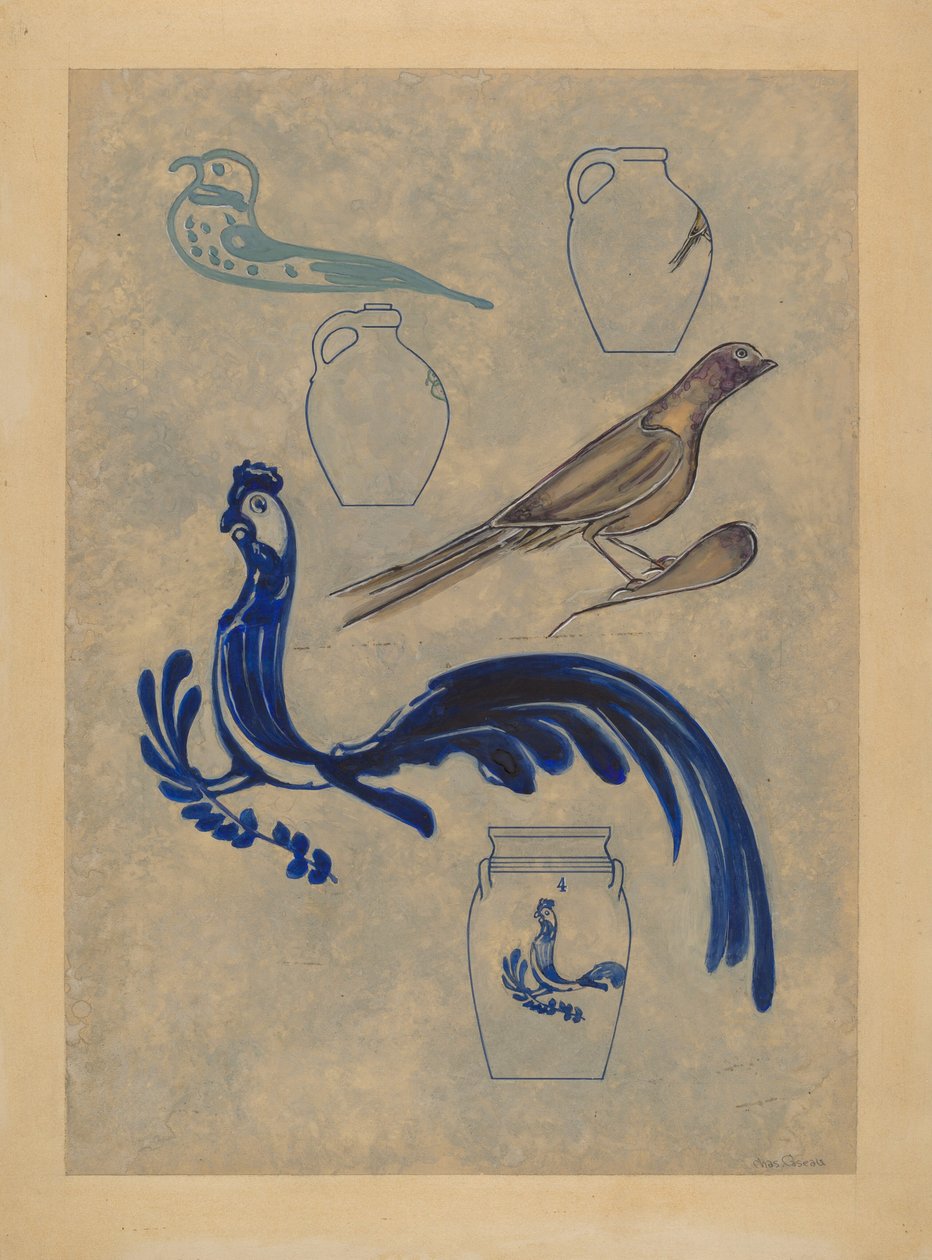 Ptačí dekorace na kamenině, 19351942. od Charles Caseau