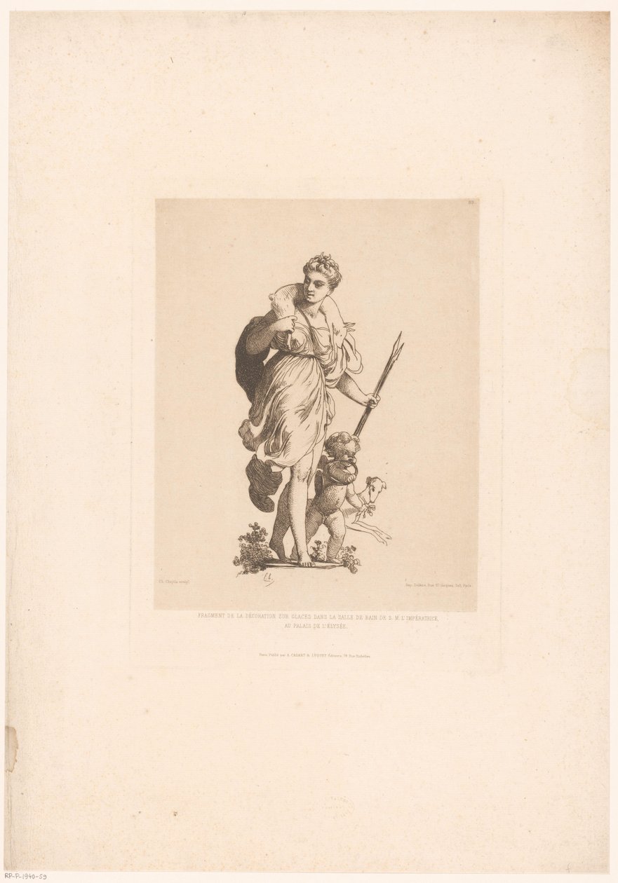 Diana na de jacht Fragment dekorace na zrcadlech v koupelně H. M. císařovny v Elysejském paláci (název na předmětu) Modern Etchings: Original and Unpublished (název série) od Charles Chaplin