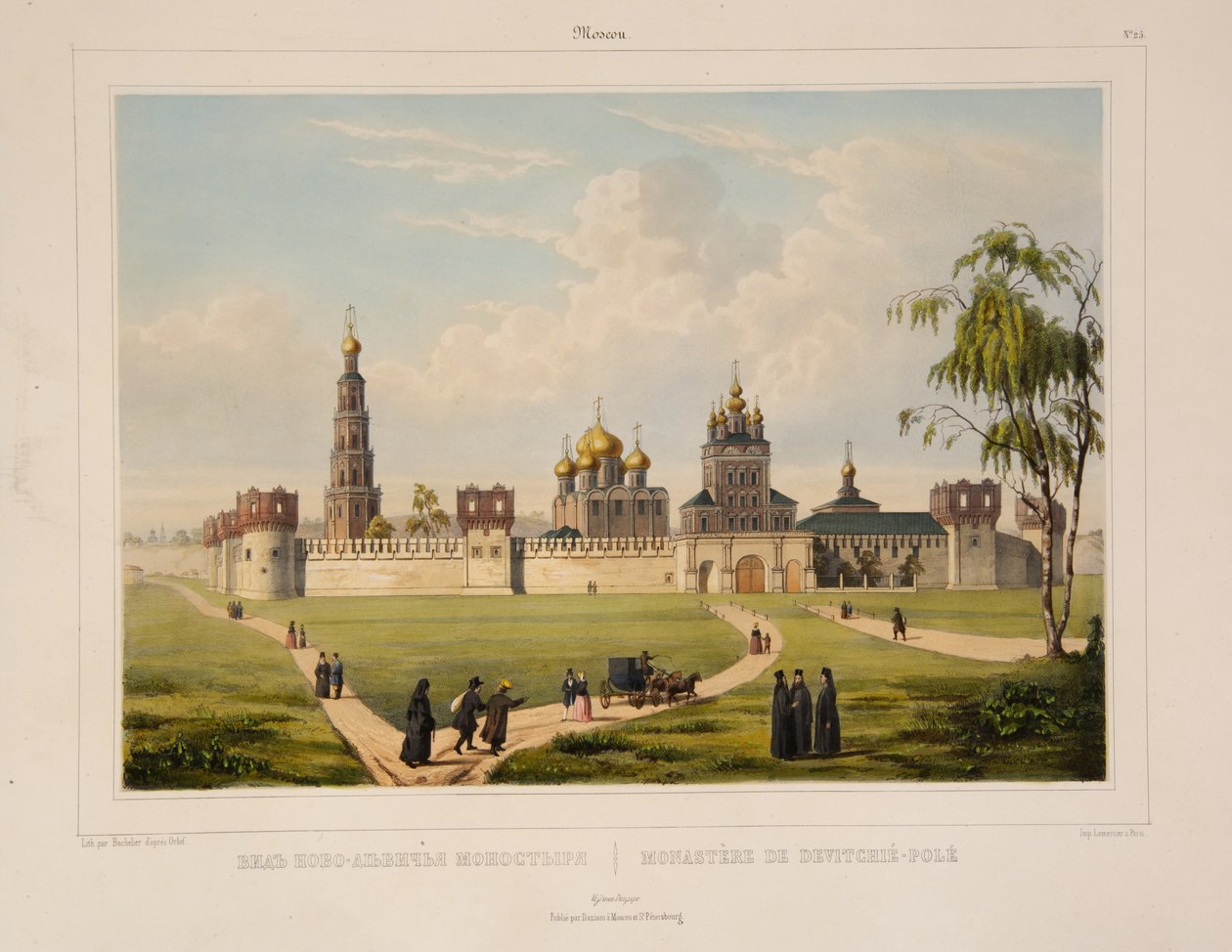Pohled na Novoděvičí klášter v Moskvě, 1840s od Charles Claude Bachelier