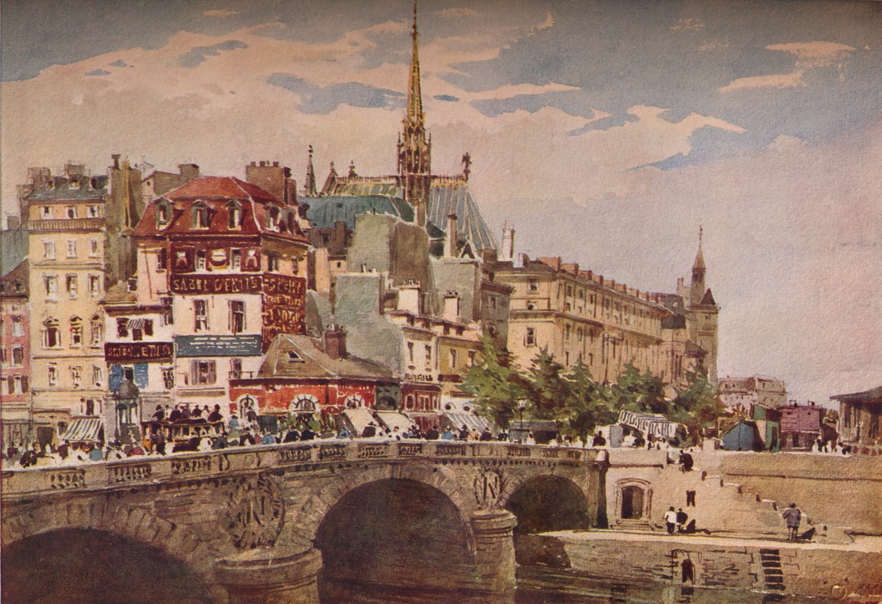 Paříž z Pont St Michel, c1846 od Charles Claude Pyne