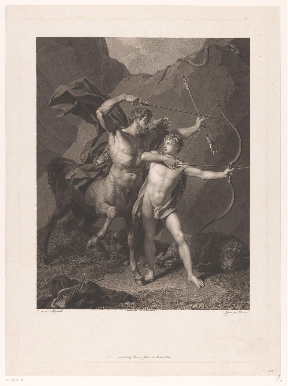 Chiron instruuje Achilla v lukostřelbě od Charles Clément Bervic