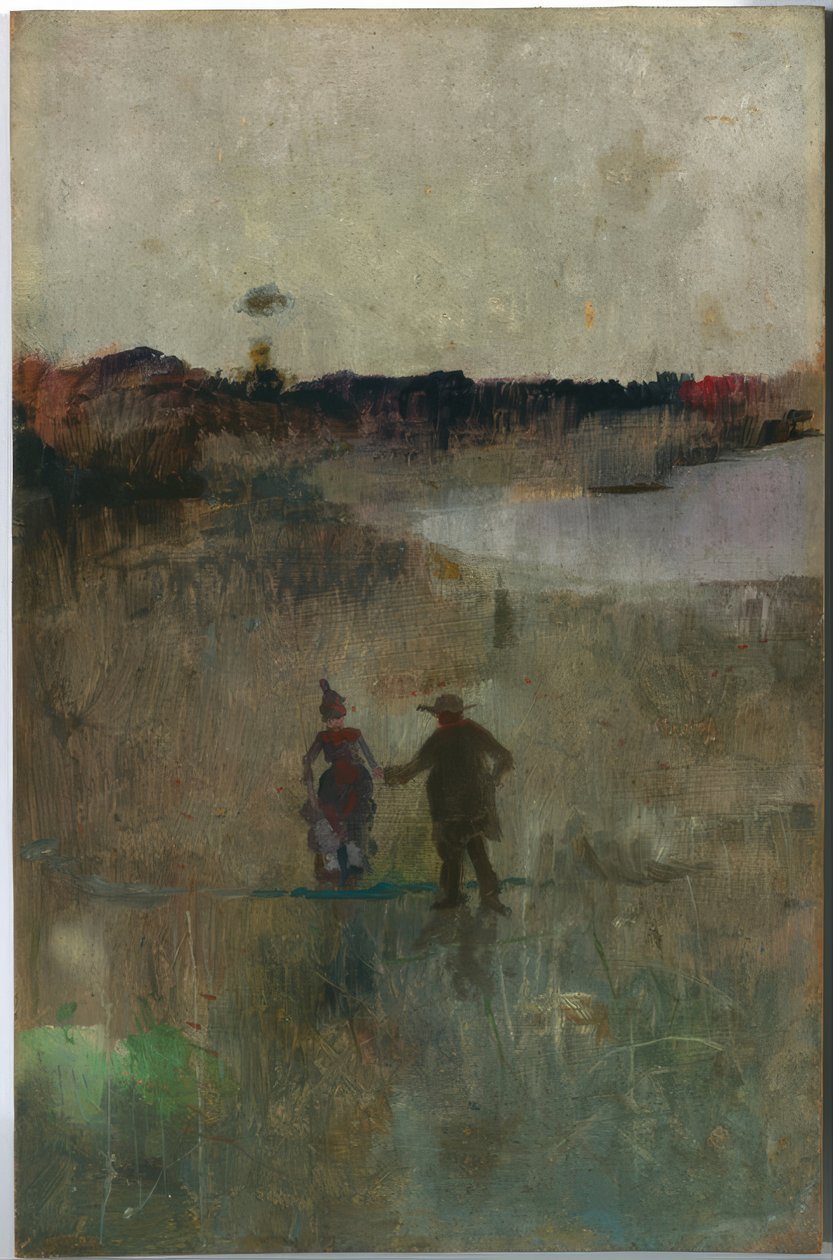 (Krajina se dvěma malými postavami, Richmond, NSW) od Charles Edward Conder
