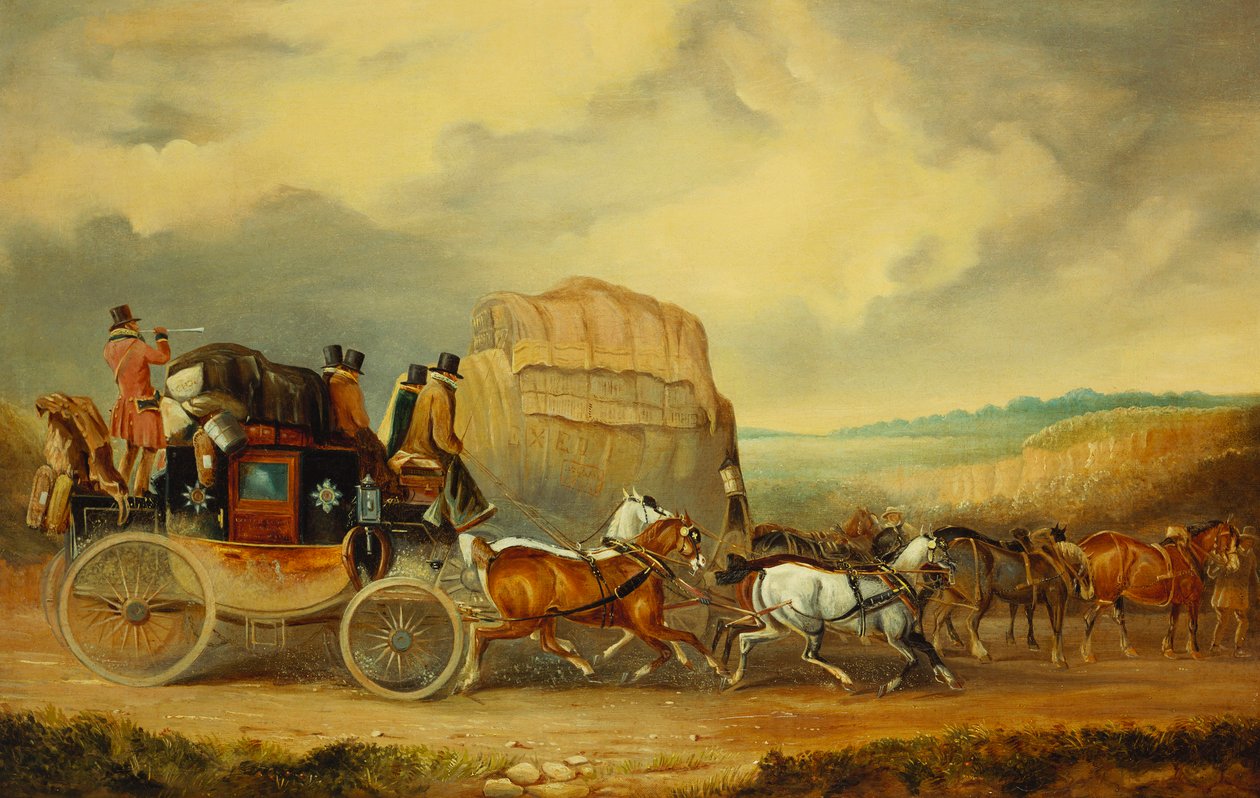 Exeter do London Royal Mail míjí exeterský vůz Williama Downea od Charles Cooper Henderson