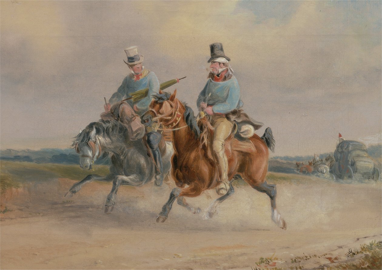 Cestující společníci aneb Scéna na cestě ve Francii (olej na plátně) od Charles Cooper Henderson