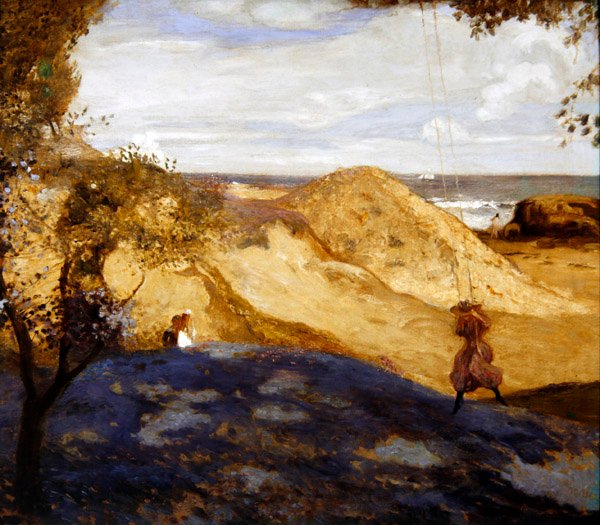 Houpačka, Swanage, Dorset (olej na plátně) od Charles Corder