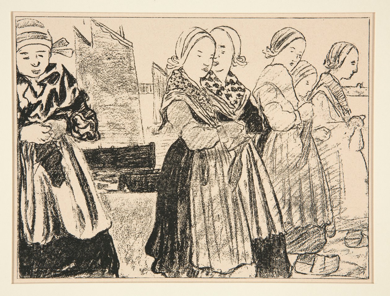 Breton Girls, nebo Breton Girls on the Quay, v #36 La Revue Blanche, říjen 1894 od Charles Cottet