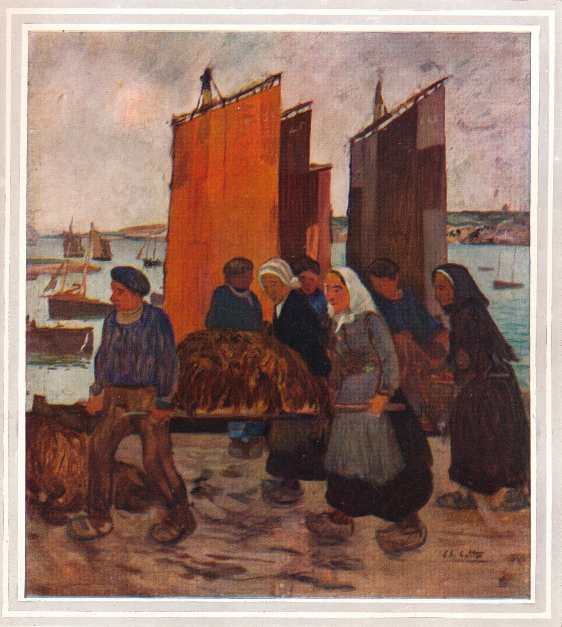 Pecheurs Bretons Debarqunt Du Goemon, c1903 od Charles Cottet