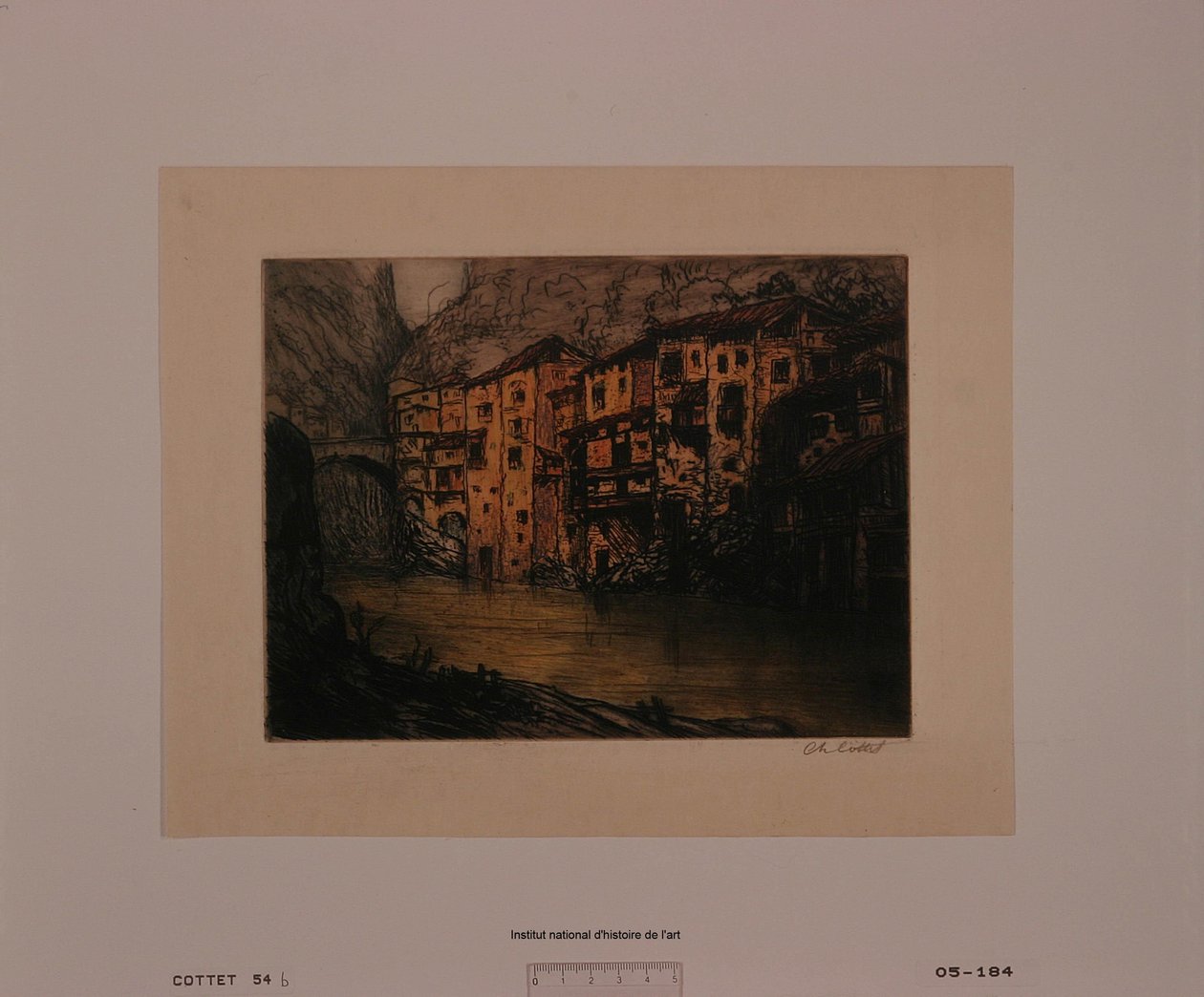 Pont-en-Royans (malá deska) (zkušební tisk b) od Charles Cottet