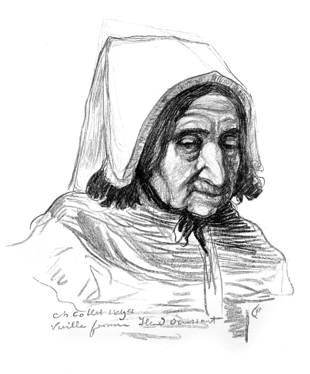 Studie hlavy staré ženy, 1899. od Charles Cottet