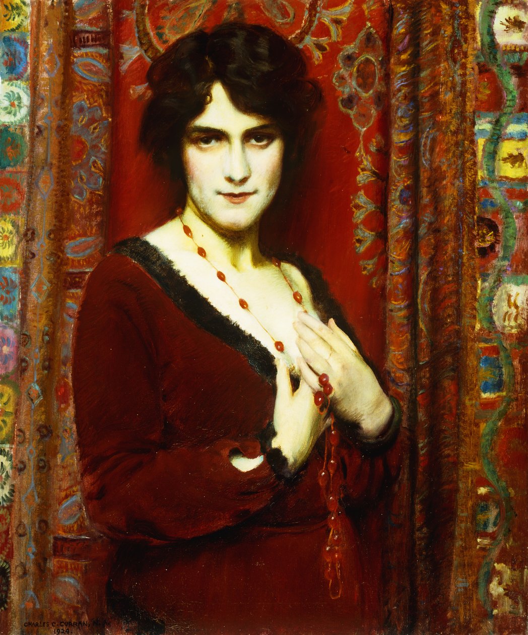 Cornelian Necklace (Portrét slečny R) od Charles Courtney Curran