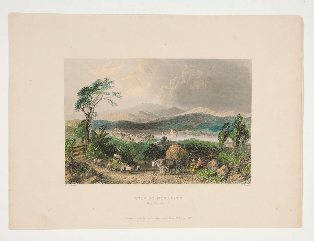 Pohled na Meredith, New Hampshire, ilustrace pro Nathaniela Parkera Willise od Charles Cousen