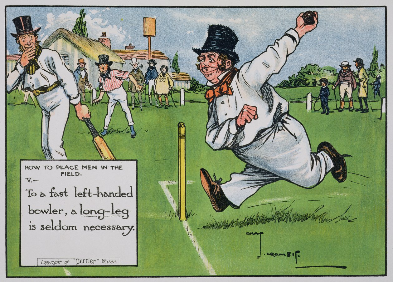 Jak umístit muže do pole (V), z „Zákony kriketu“, vydané v roce 1910 od Charles Crombie