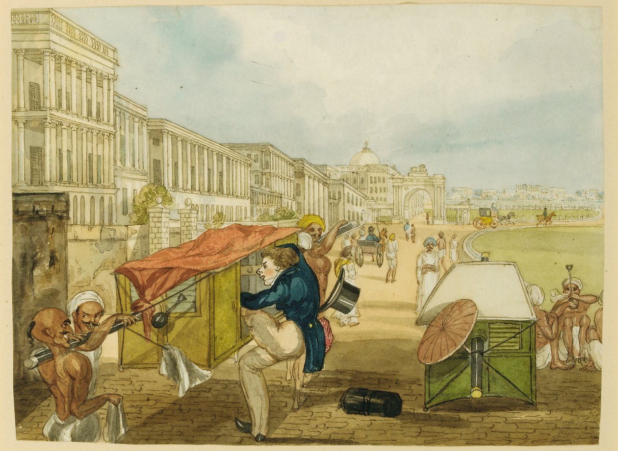 Nezkušený jezdec na Palanquin, Tom Shaw Najímá si Palanquin na Esplanade, Kalkata od Charles DOyly