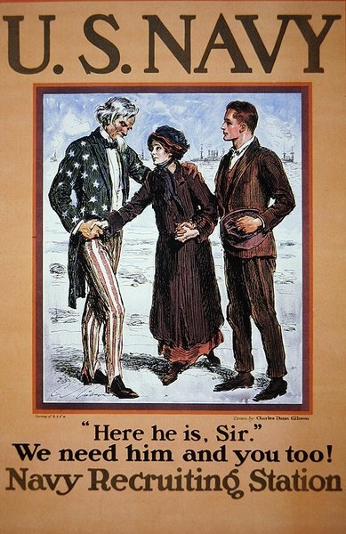"Tady je, pane." Potřebujeme ho a tebe taky!“ Náborový plakát amerického námořnictva od Charles Dana Gibson