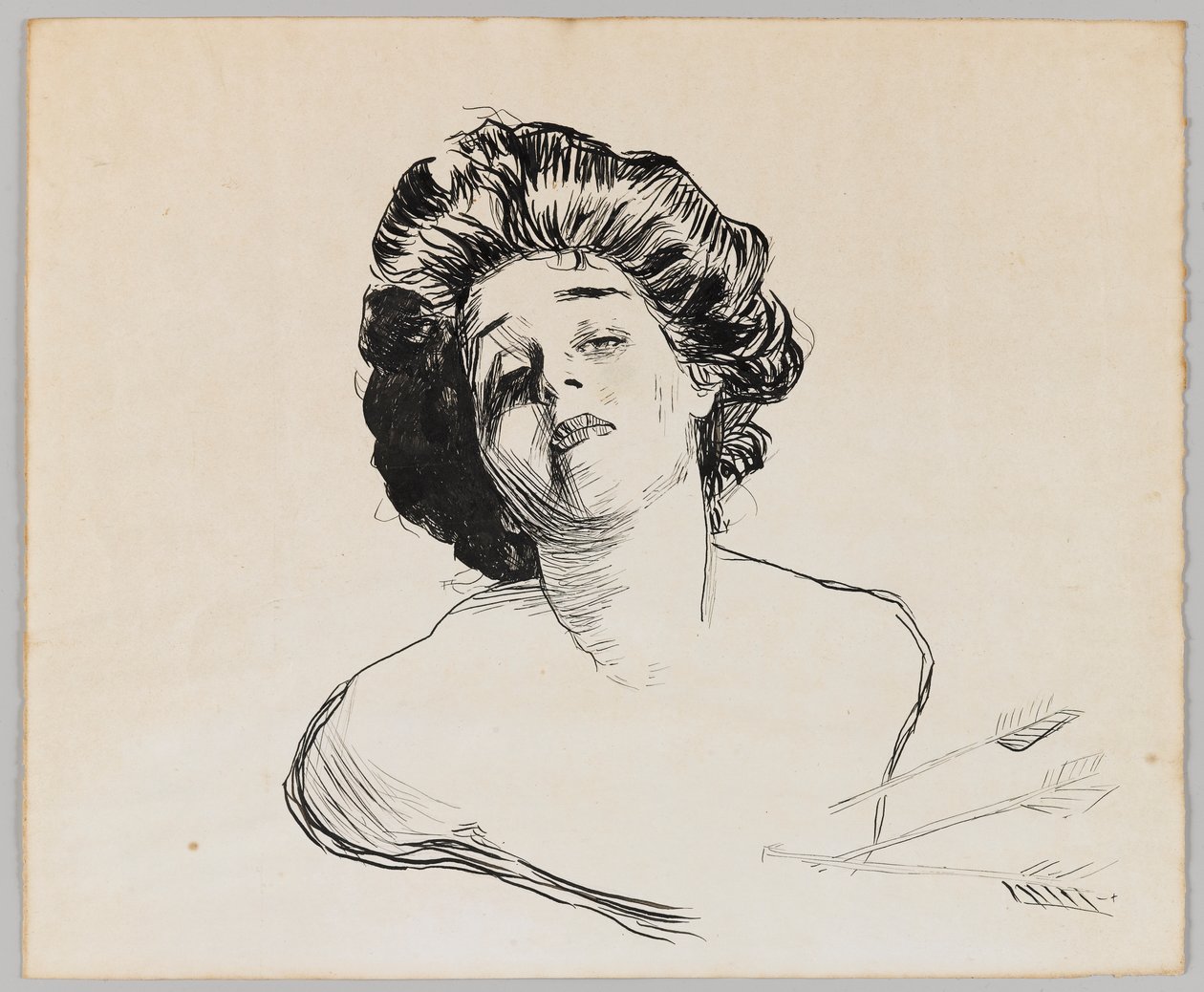 Portrét dívky (černý inkoust na krémovém papíře) od Charles Dana Gibson