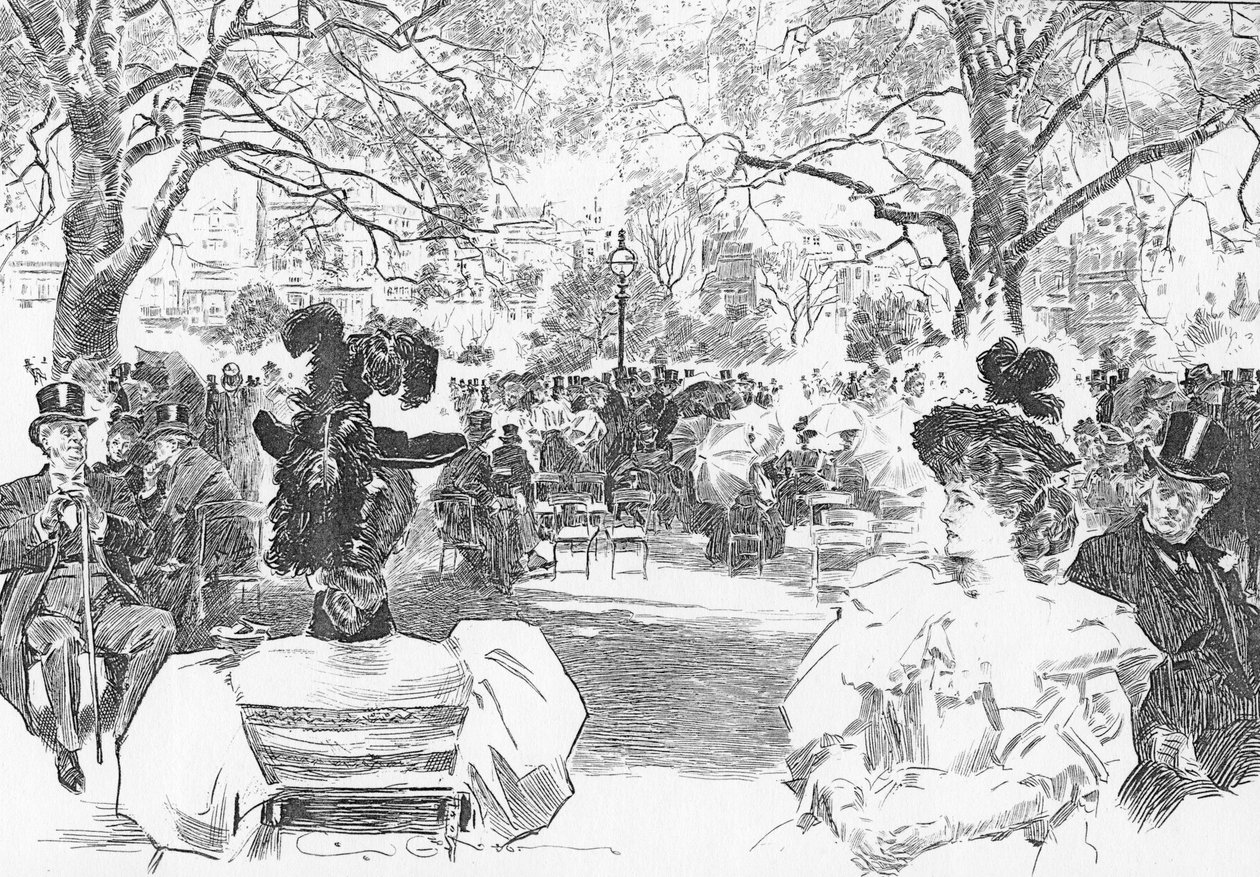 Nedělní odpoledne poblíž Stanhope Gate, kolem roku 1897 (litho) od Charles Dana Gibson