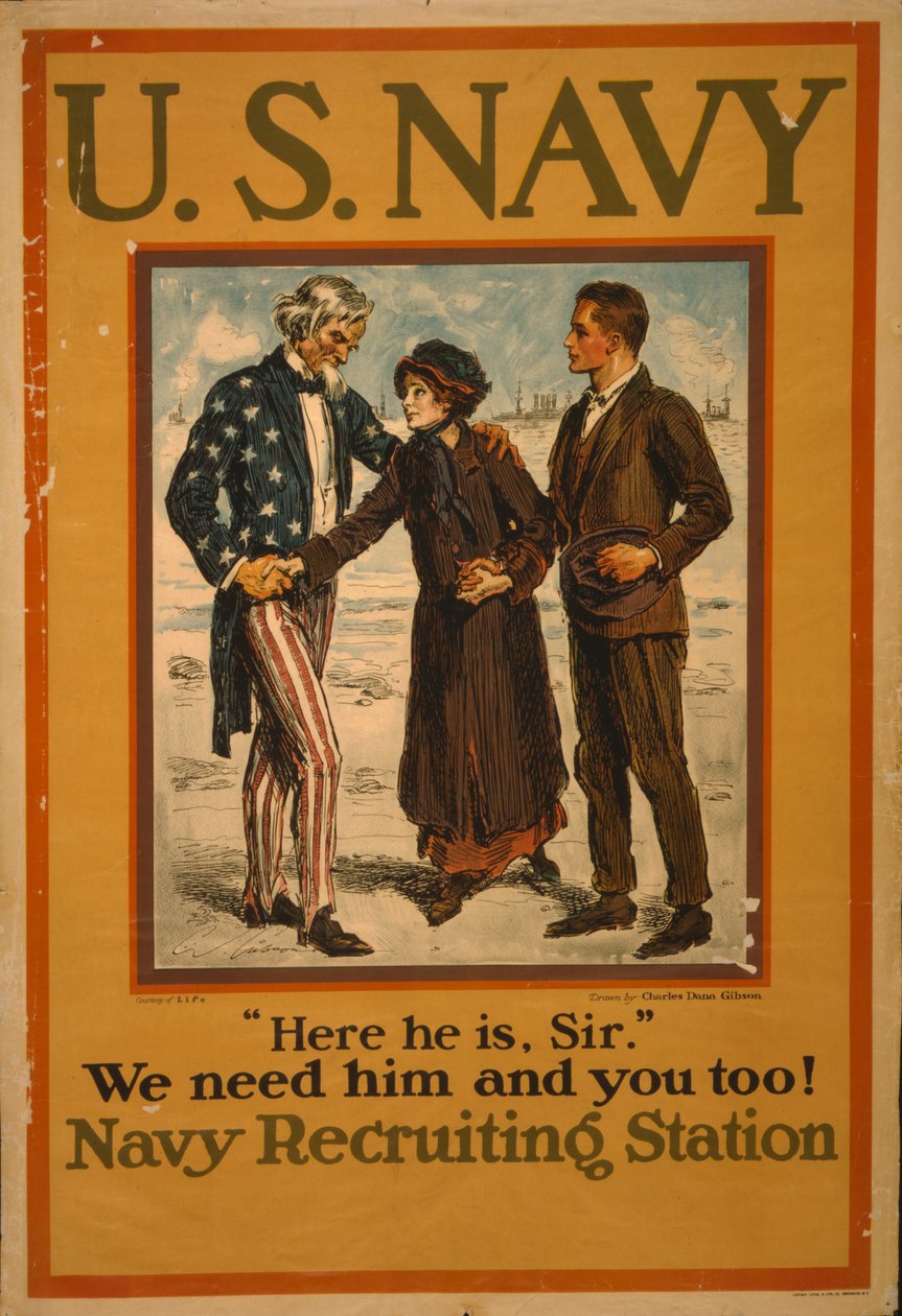 Námořnictvo USA "Tady je, pane" Potřebujeme ho a vy také! od Charles Dana Gibson