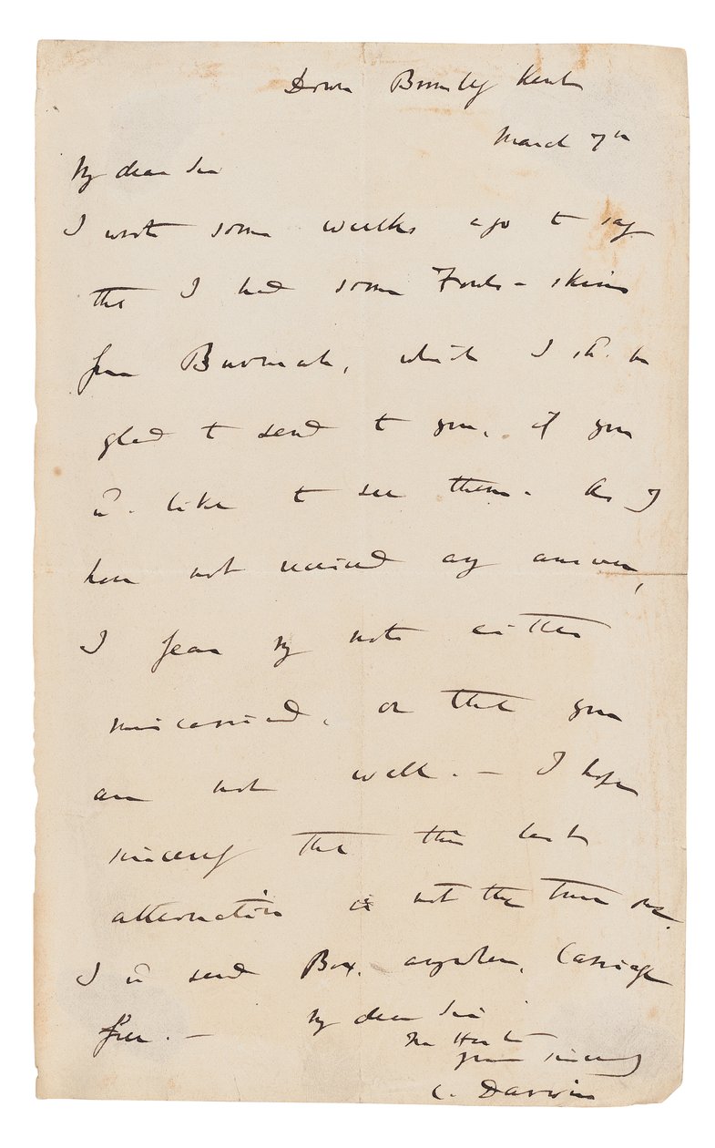 Podepsaný autogram od Charles Darwin