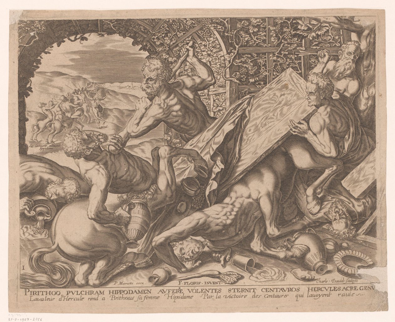 Herkules zabije kentaura Eurytiona Labors of Hercules po Frans Floris (název série) od Charles David