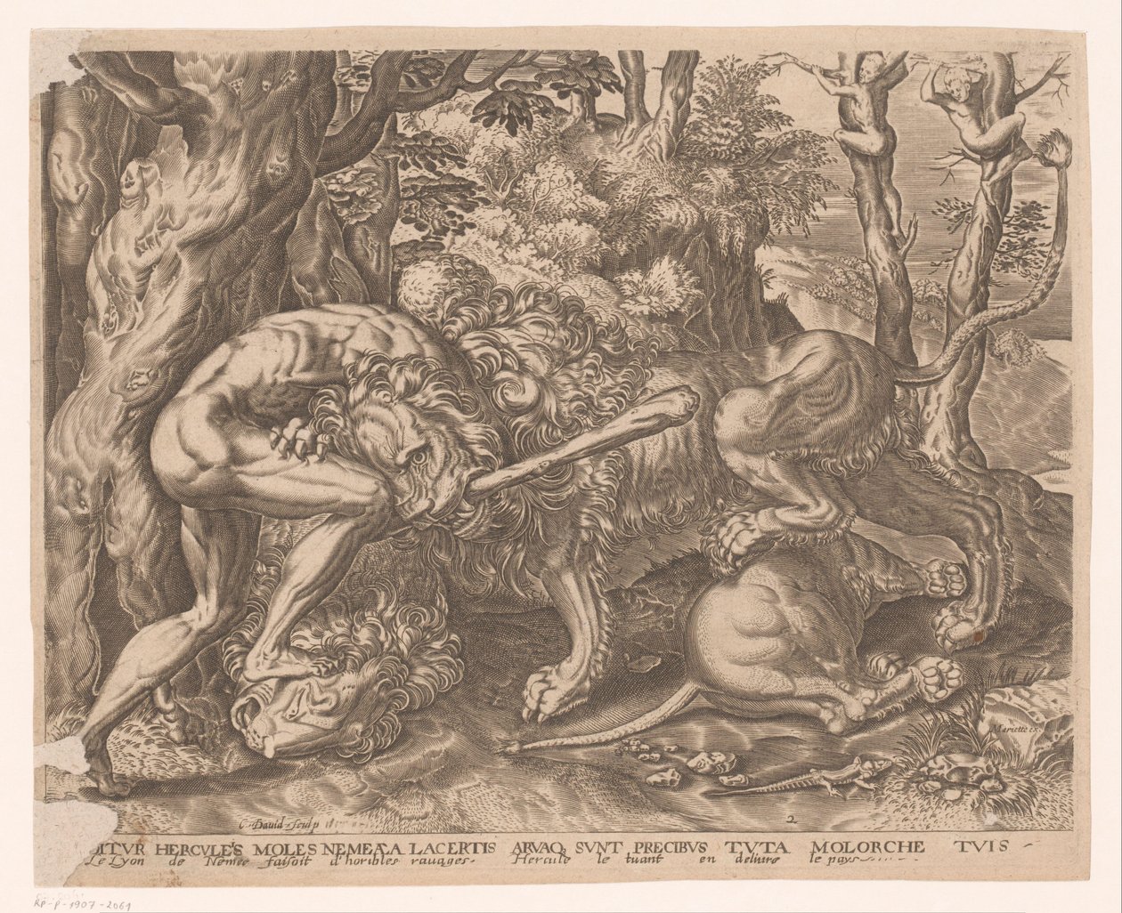 Herkules drží nemejského lva v sevření Labors of Hercules po Frans Floris (název série) od Charles David