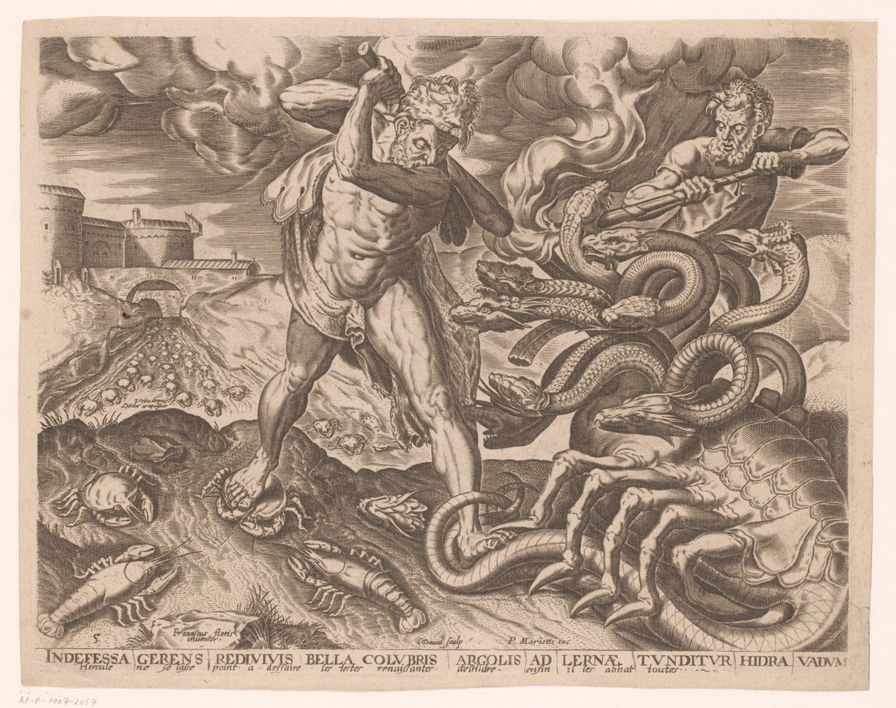 Hercules porazí hydru Lerny Labors of Hercules po Frans Floris (název série) od Charles David
