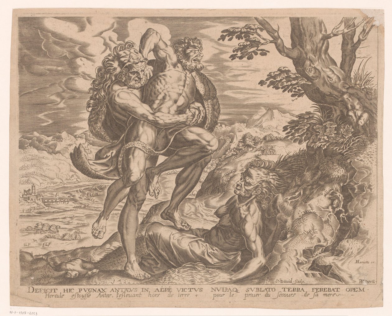 Herkules zápasí s Antaeem Labors of Hercules po Frans Floris (název série) od Charles David