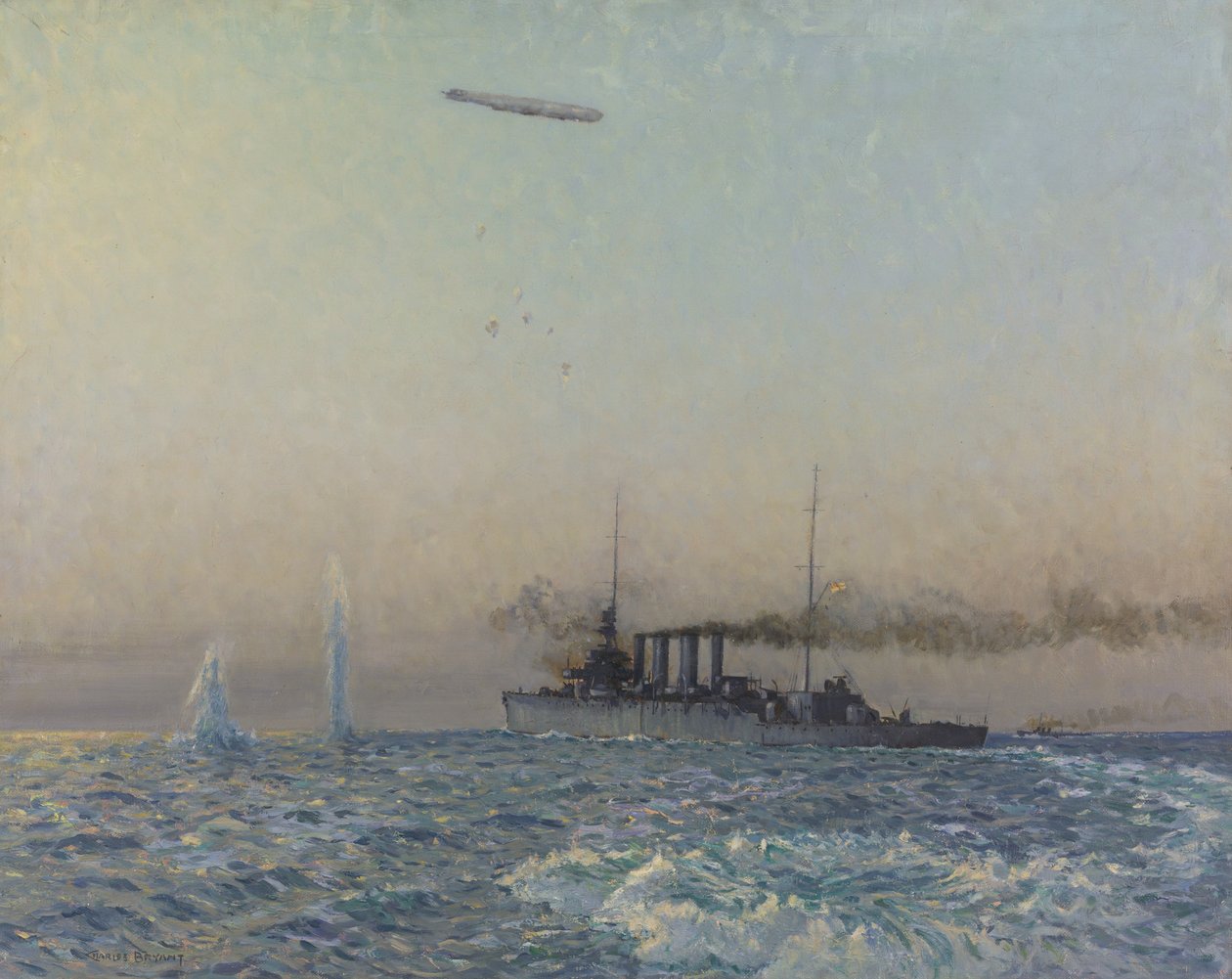 Boj HMAS Sydney se Zeppelinem v Severním moři, 1918 od Charles David Jones Bryant