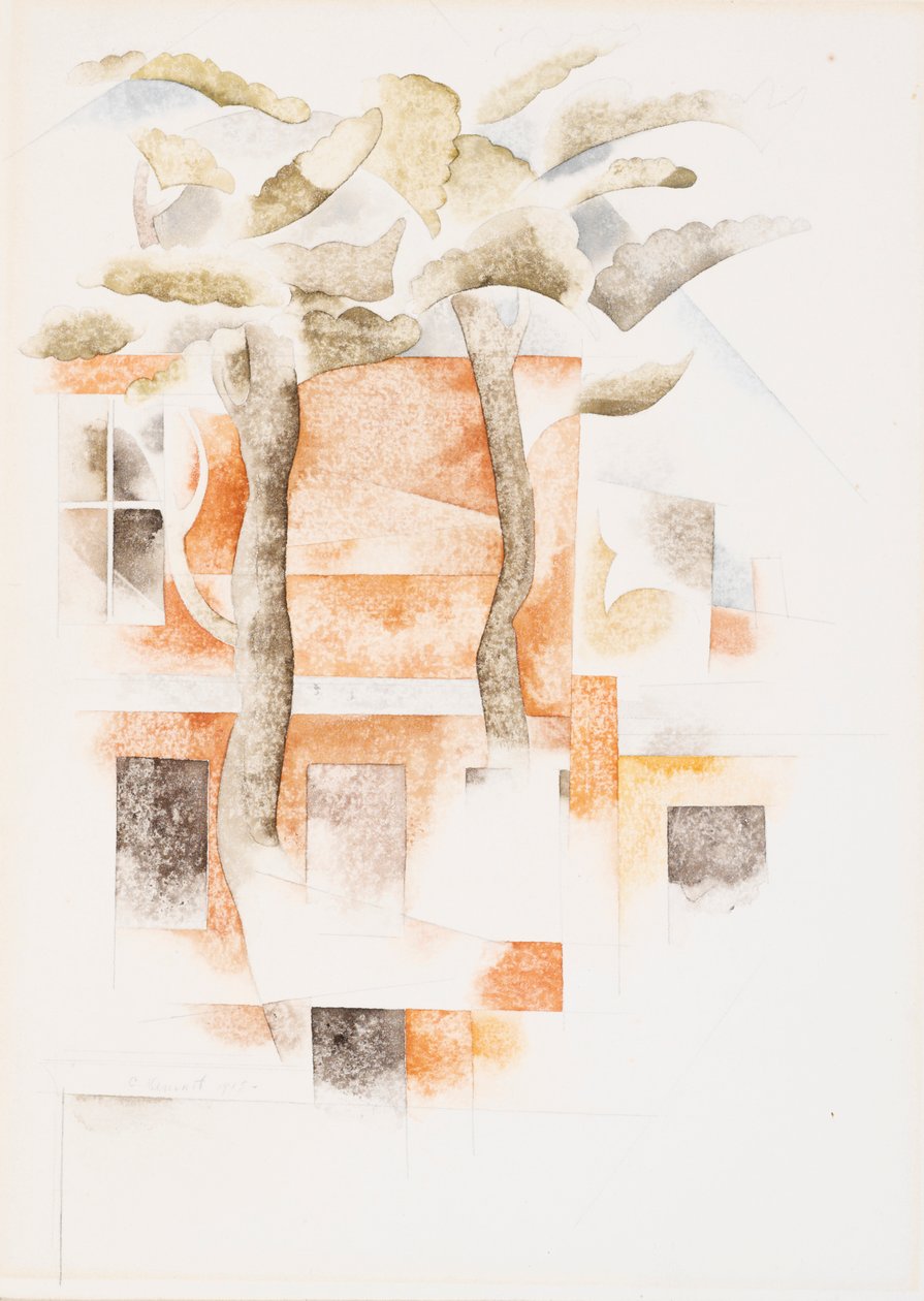 Bermudy: Domy viděné skrz stromy od Charles Demuth