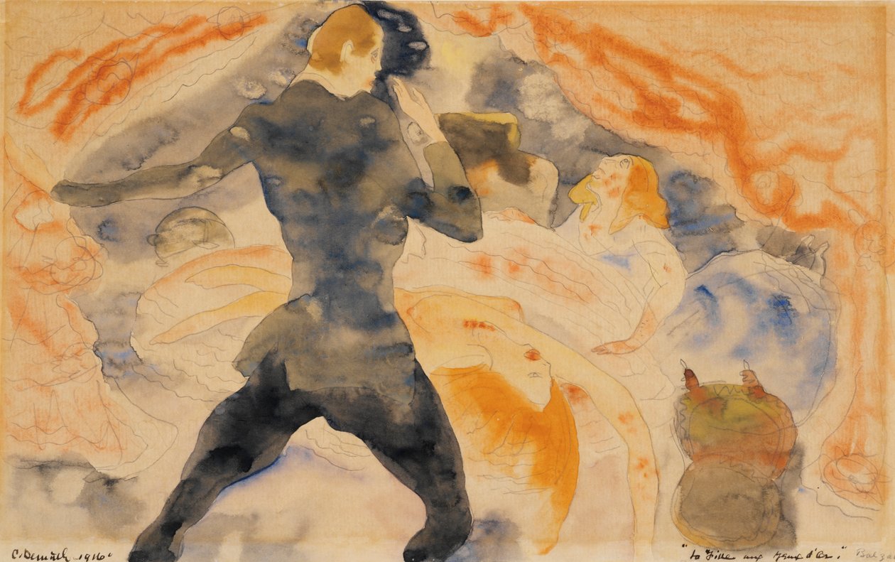 Honore de Balzacs Dívka se zlatýma očima, 1916 (wc a tužka na papíře) od Charles Demuth