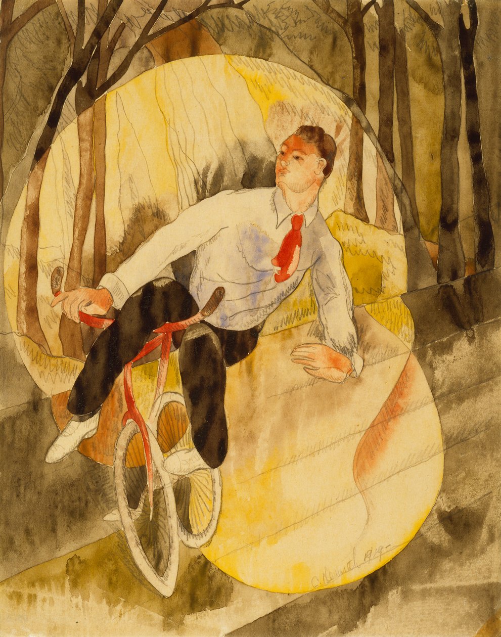 In Vaudeville: Bicycle Rider (s tužkou na bílém papíře) od Charles Demuth