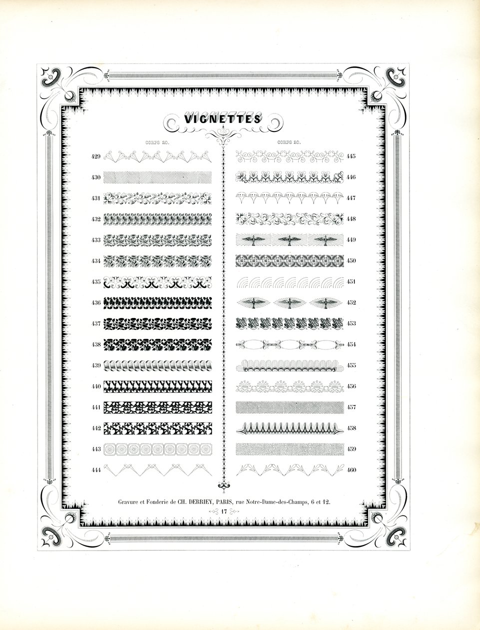 Ornamentální bordury a viněty, sbor 20 (pokračování) (tisk) od Charles Derriey