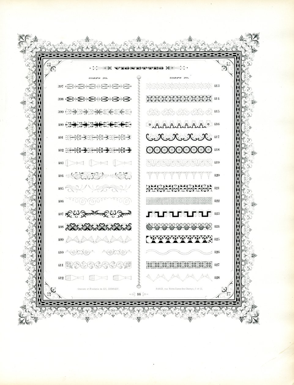 Ornamentální bordury a viněty, sbor 20 (tisk) od Charles Derriey