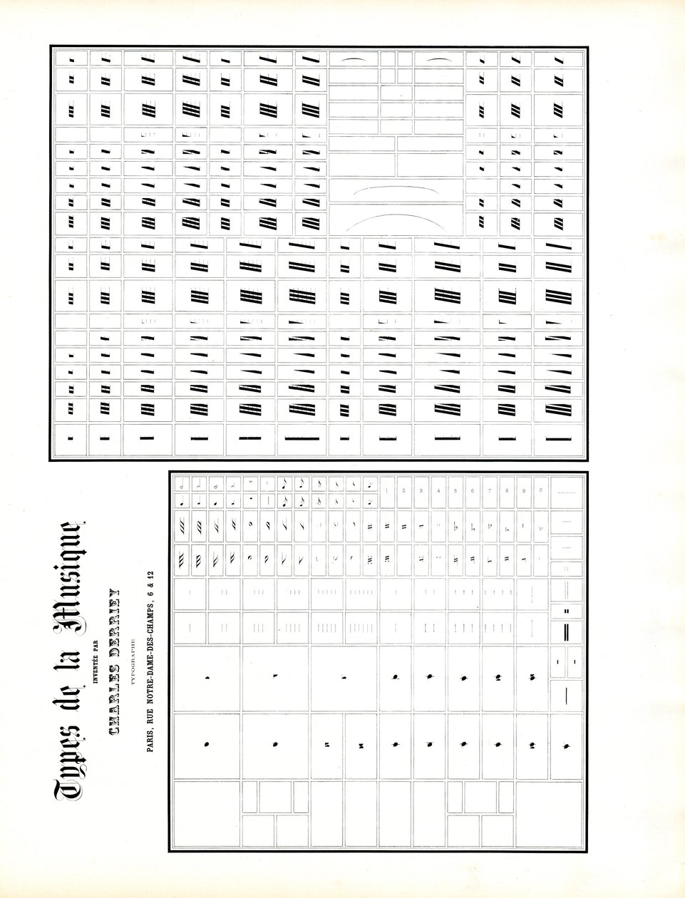 Typografické hudební znaky pro sazbu hudby (tisk) od Charles Derriey