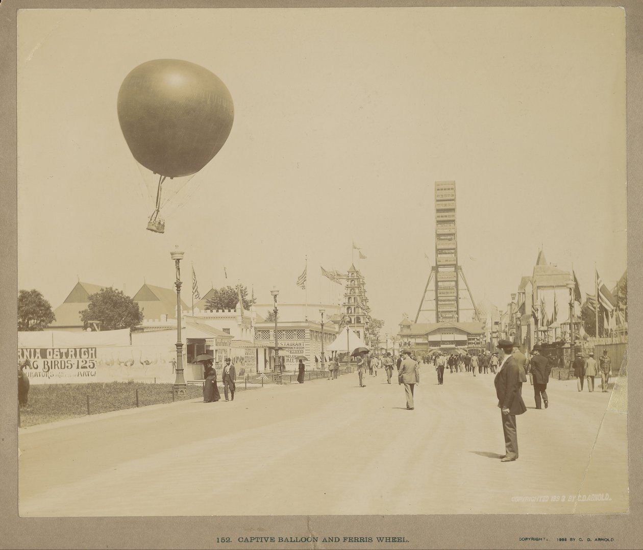 Zajatý balón a ruské kolo, Světová kolumbijská expozice, Chicago od Charles Dudley Arnold