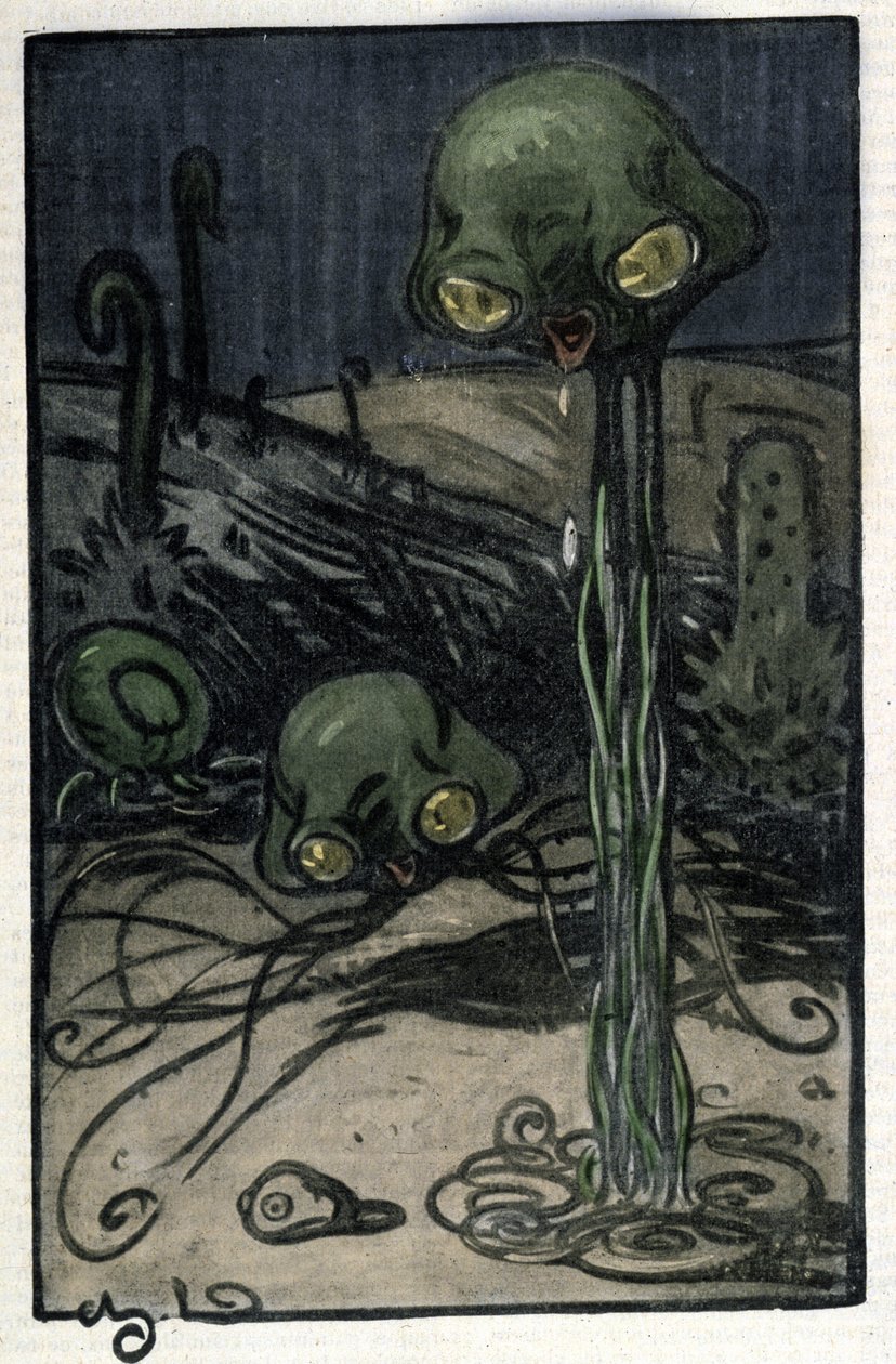 Obyvatel planety Mars. Ilustrace M. Dudouyt (1885-1946) k románu Herberta George Wellse (1866-1946) „Válka světů“. od Charles Dudouyt