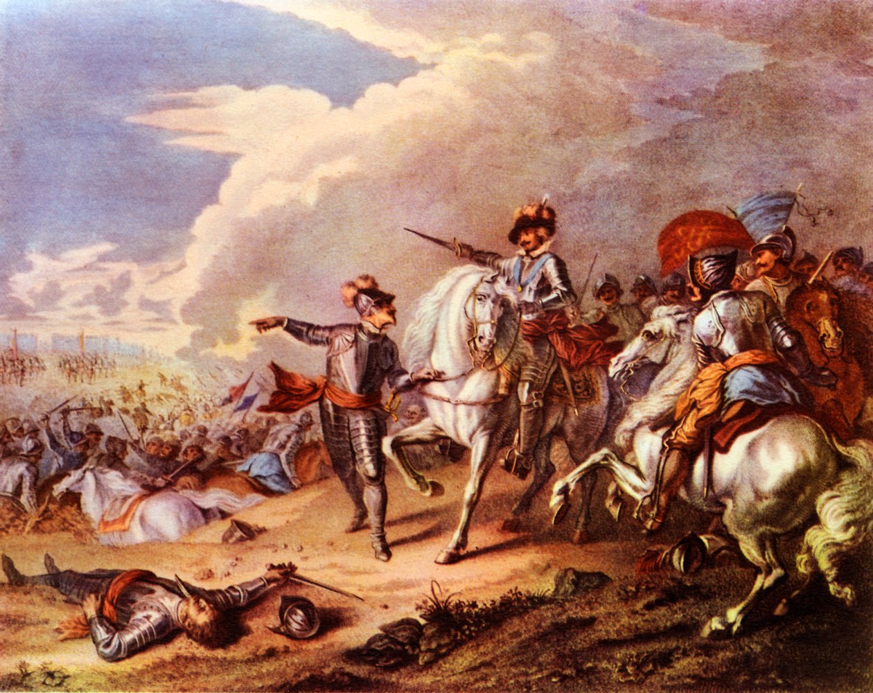 Bitva u Naseby v roce 1645, "Bojiště v Británii", C. W. Wedgewood od Charles Dupuis