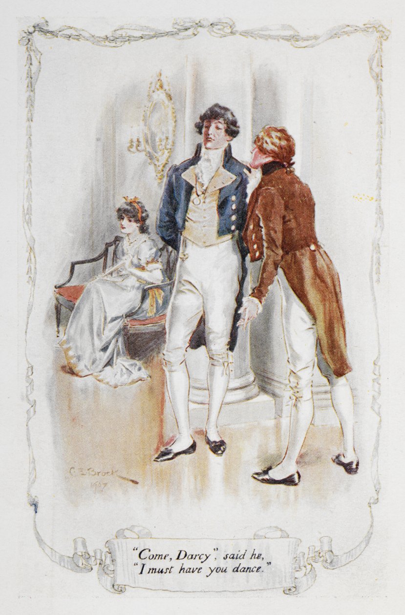 „Pojď, Darcy, musím tě nechat tančit“, ilustrace k „Pýchě a předsudku“ od Jane Austenové od Charles Edmund Brock