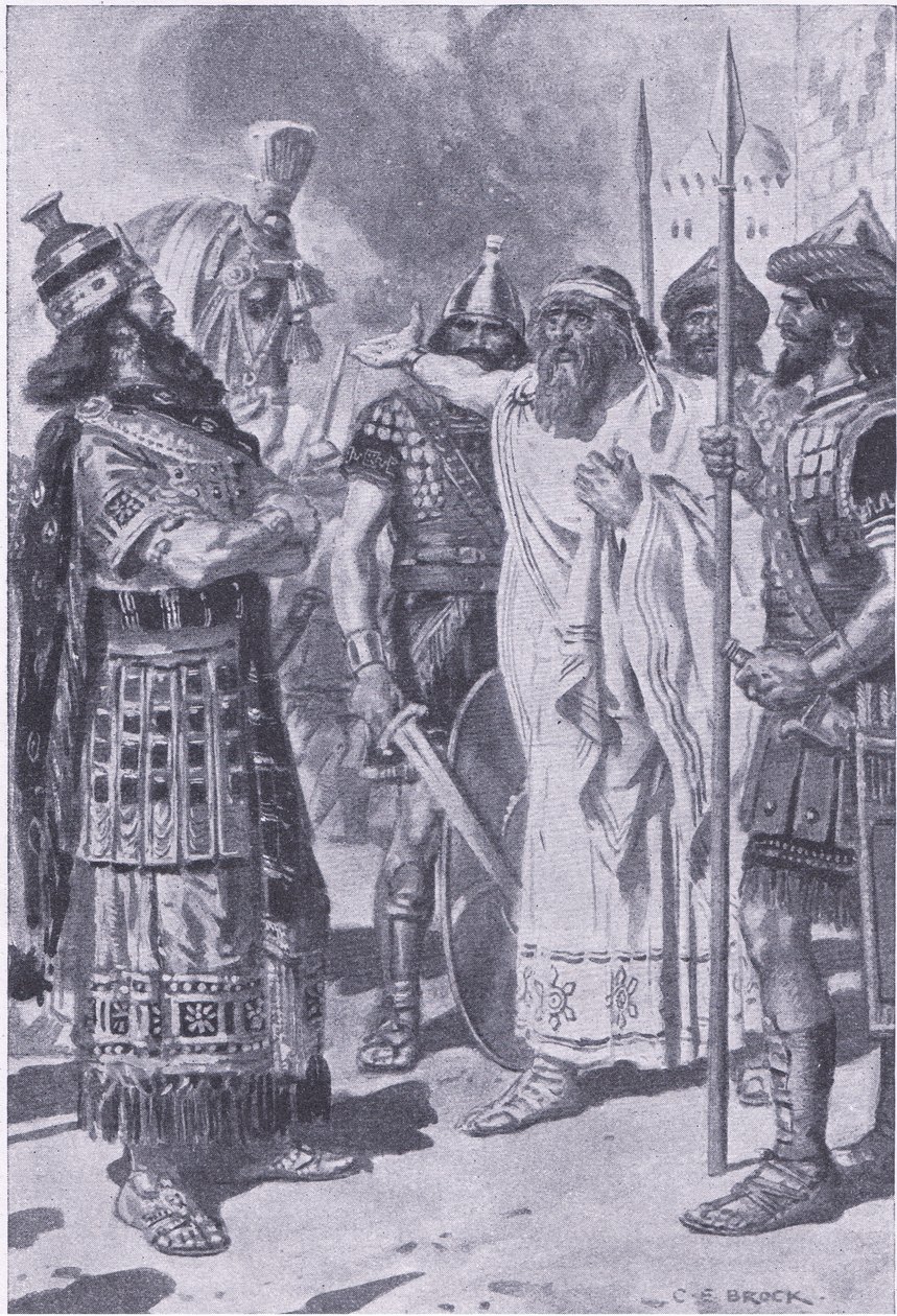 Croesus stojí ve stínu smrti, z My Magazine, pub. 1922 (litho) od Charles Edmund Brock