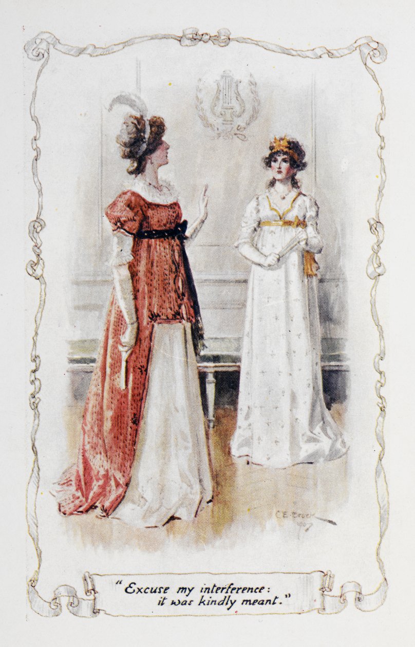 "Omluvte mé zasahování, bylo to myšleno laskavě", Georgina Darcy Elizabeth Bennetové, ilustrace k "Pýcha a předsudek" od Jane Austenové od Charles Edmund Brock