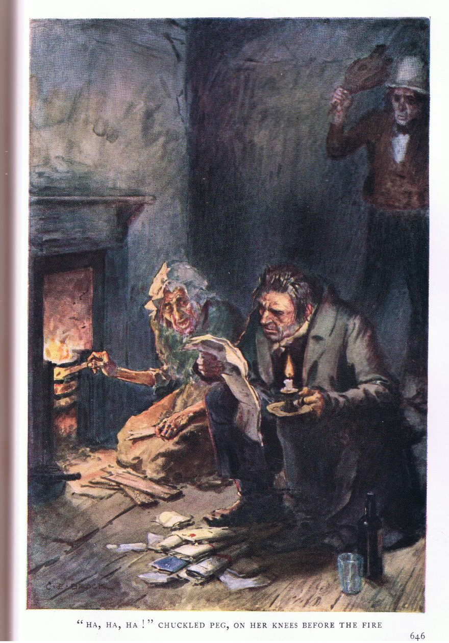 Ha ha ha! zasmála se Peg na kolenou před ohněm od Charles Edmund Brock