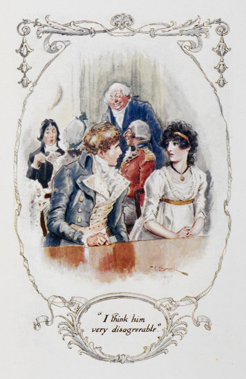 „Myslím, že je velmi nepříjemný“, ilustrace k „Pýchě a předsudku“ od Jane Austenové od Charles Edmund Brock