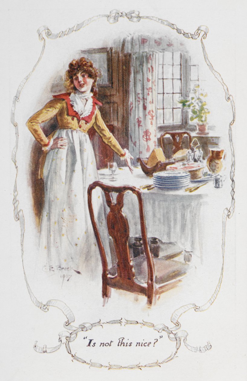 "Není to hezké?", ilustrace z "Pýchy a předsudku" od Jane Austenové (barevné lito) od Charles Edmund Brock