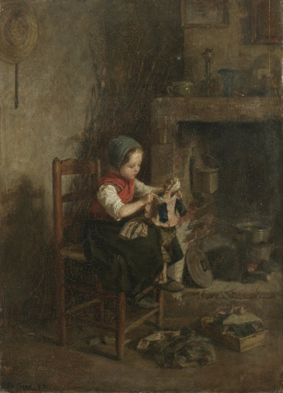 Oblékání panenky, 1857 od Charles Edouard Frere