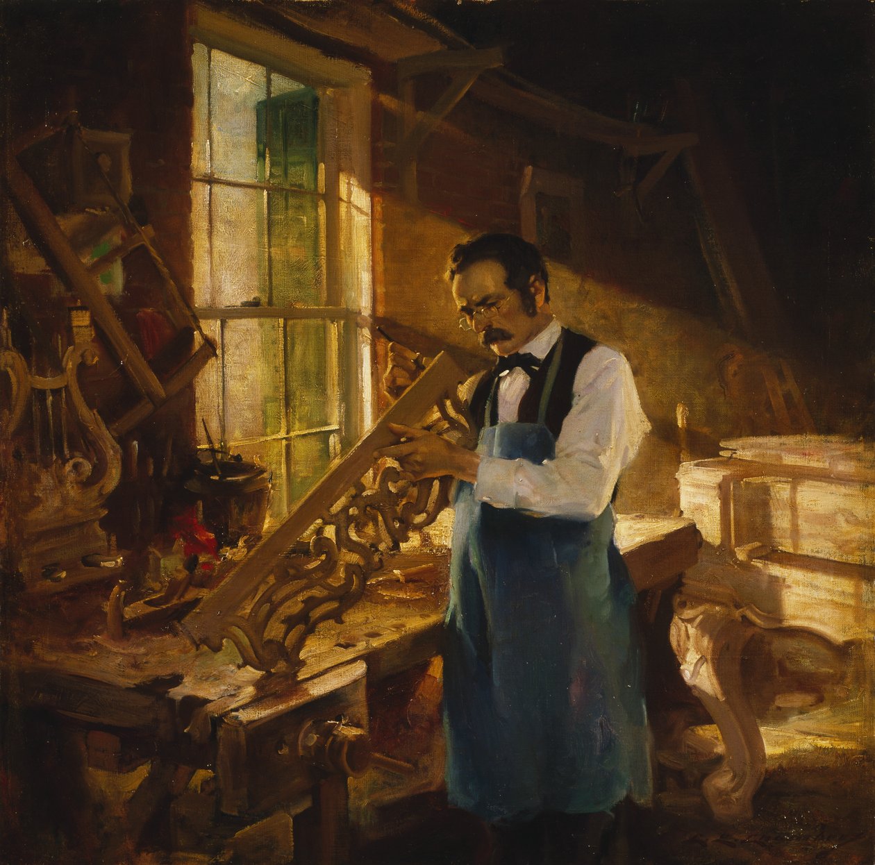 Henry Engelhard Steinway na svém pracovním stole, kolem roku 1920 od Charles Edward Chambers