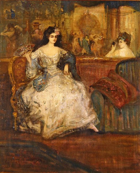 Žena v krabici v divadle (olej na plátně) od Charles Edward Conder