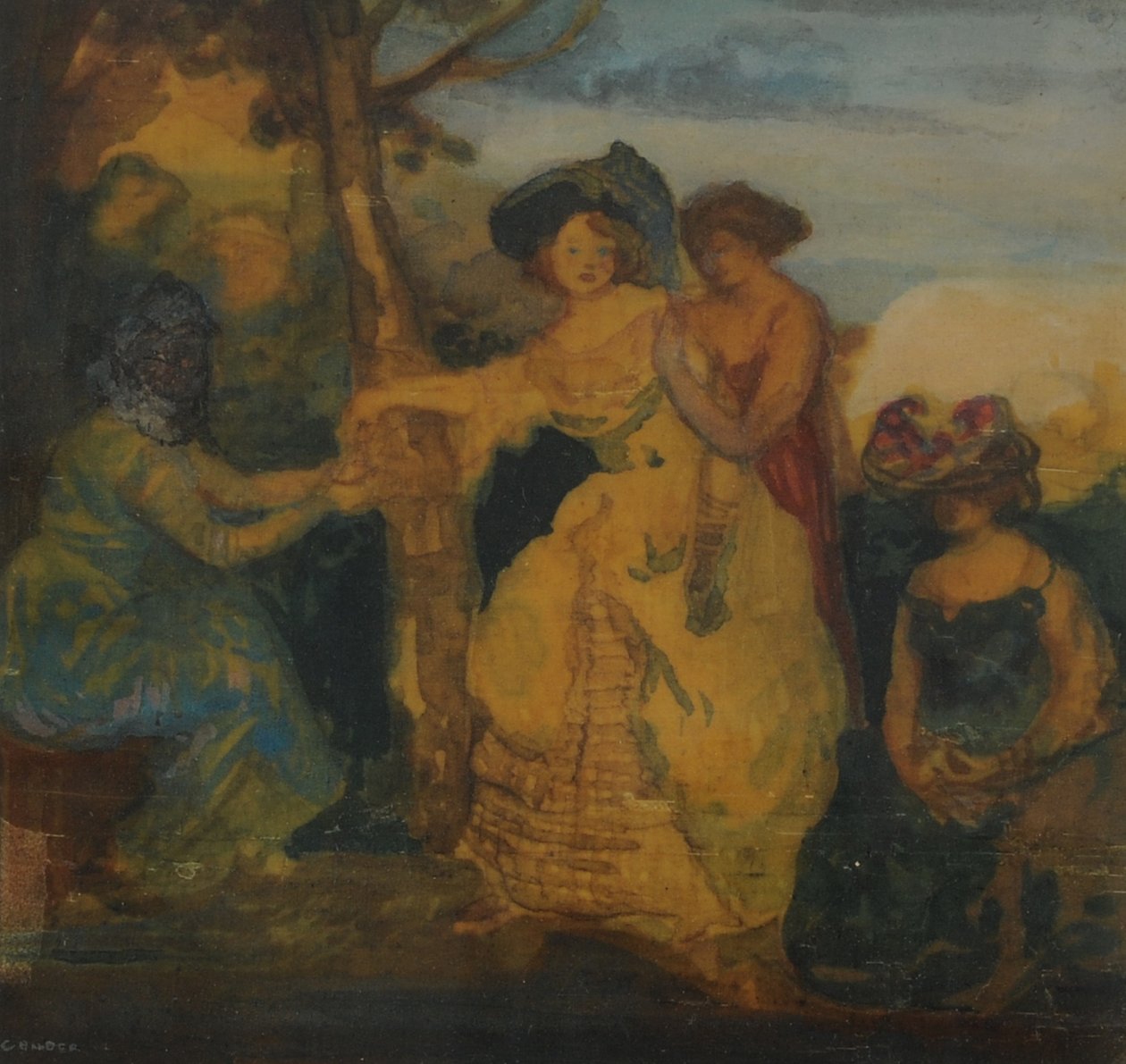 The Fortune Teller, 1890-1900 (wc na papíře) od Charles Edward Conder